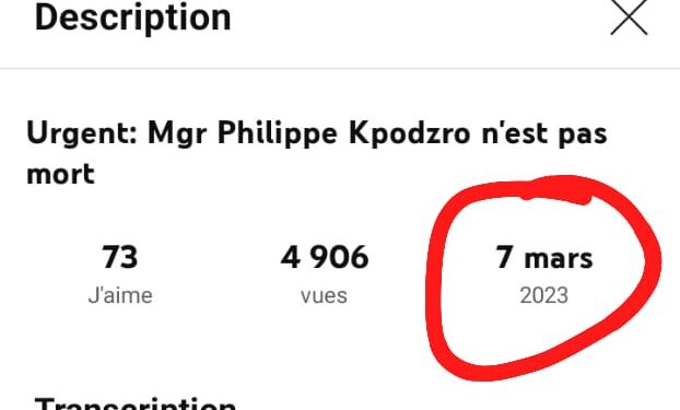 FAUX: MONSEIGNEUR KPODZRO EST BEL ET BIEN MORT